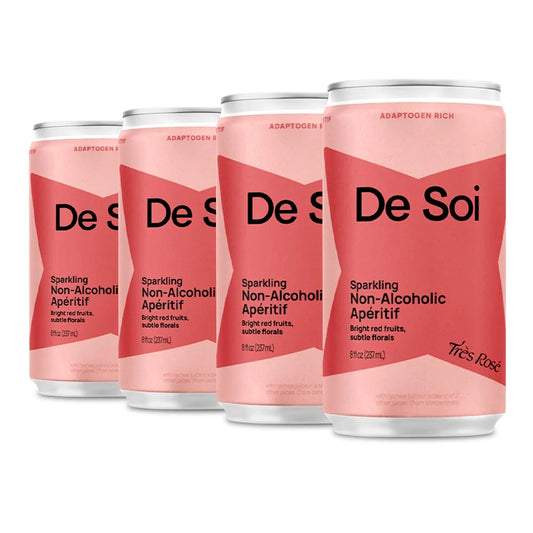 De Soi Très Rosé By Katy Perry - Sparkling Beverages Featuring Natural Botanics, Adaptogen Drink, L-theanine, Vegan, Gluten-Free, 35 Calories, Ready to Drink 4-pack cans (8 fl oz)…