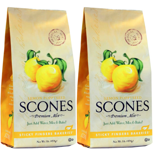 English Scone Mix, Lemon Poppyseed by Sticky Fingers Bakeries – Easy to Make English Scones Fresh Baked, Makes 12 Scones (2 pk)