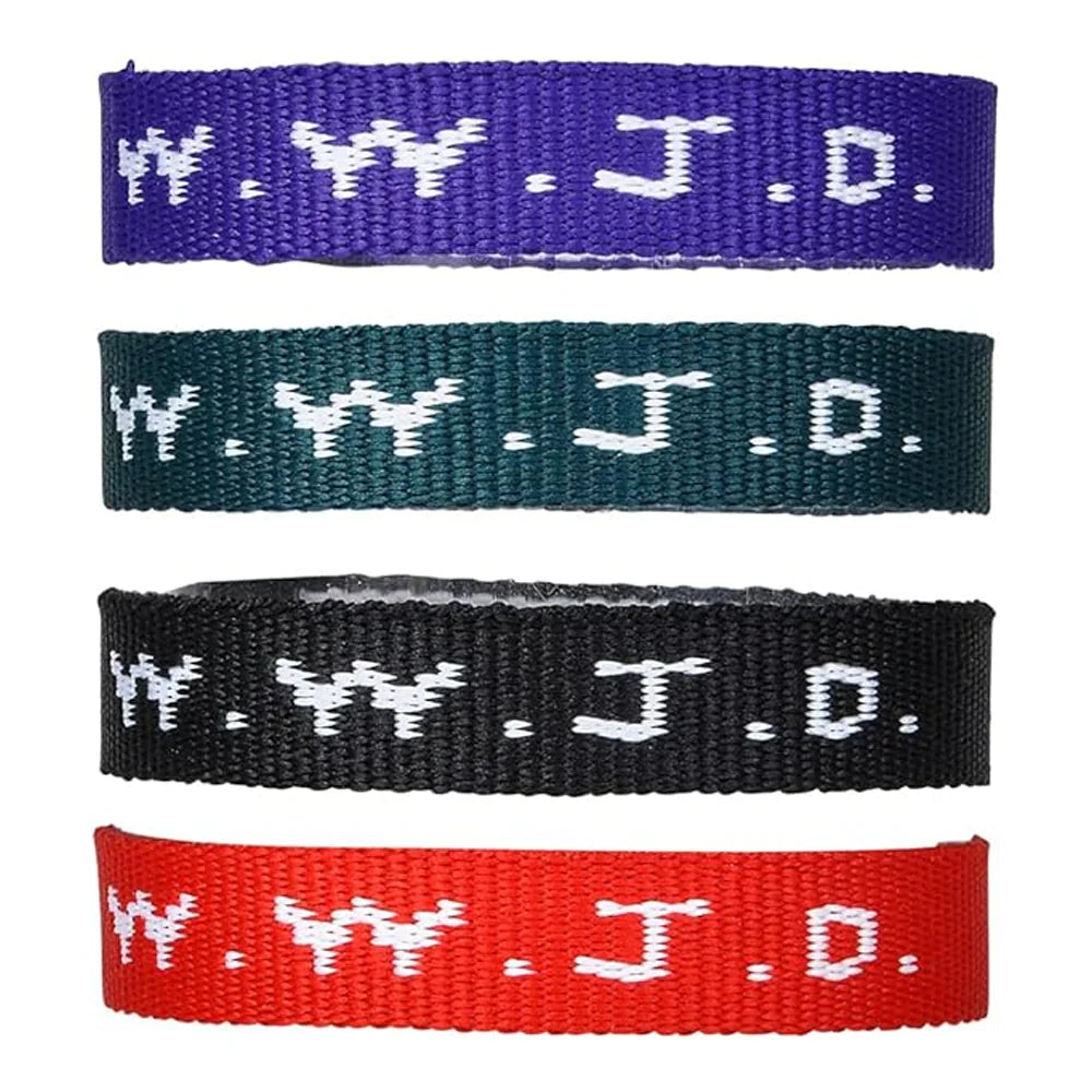 Rhode Island Novelty W.W.J.D. Webbing Bracelets, Twelve Per Order