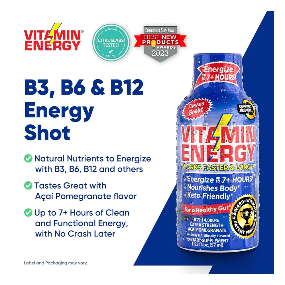 Vitamin Energy B12 Energy Shots | Natural Healthy Energy & Focus Drink